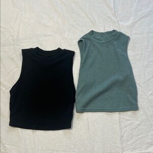 2 Sleeveless Ribbed Knit Tops - Size M